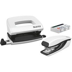 Leitz Nexxt Wow Stapler And 2 Hole Punch Set 10 Sheet Capacity White