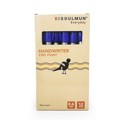 Bibbulmun Handwriter Ballpoint Pen 0.6mm Fine Blue Box Of 12