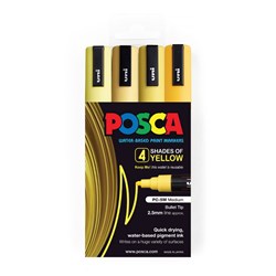 Uni Posca PC-5M Paint Marker 2.5mm Bullet Tip Shades Of Yellow Pack Of 4
