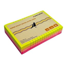 Bibbulmun Ultra Lined Super Sticky Notes 98 x 149mm Neon Assorted Pack Of 3