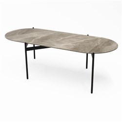 Rapidline Nido Stone Oval Coffee Table 1200W x 500D x 377mmH Grey Top Black Base