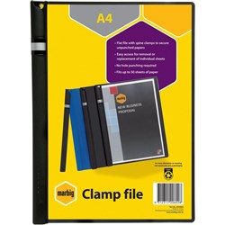 Marbig Spine Clamp File A4 20 Sheet Capacity Black